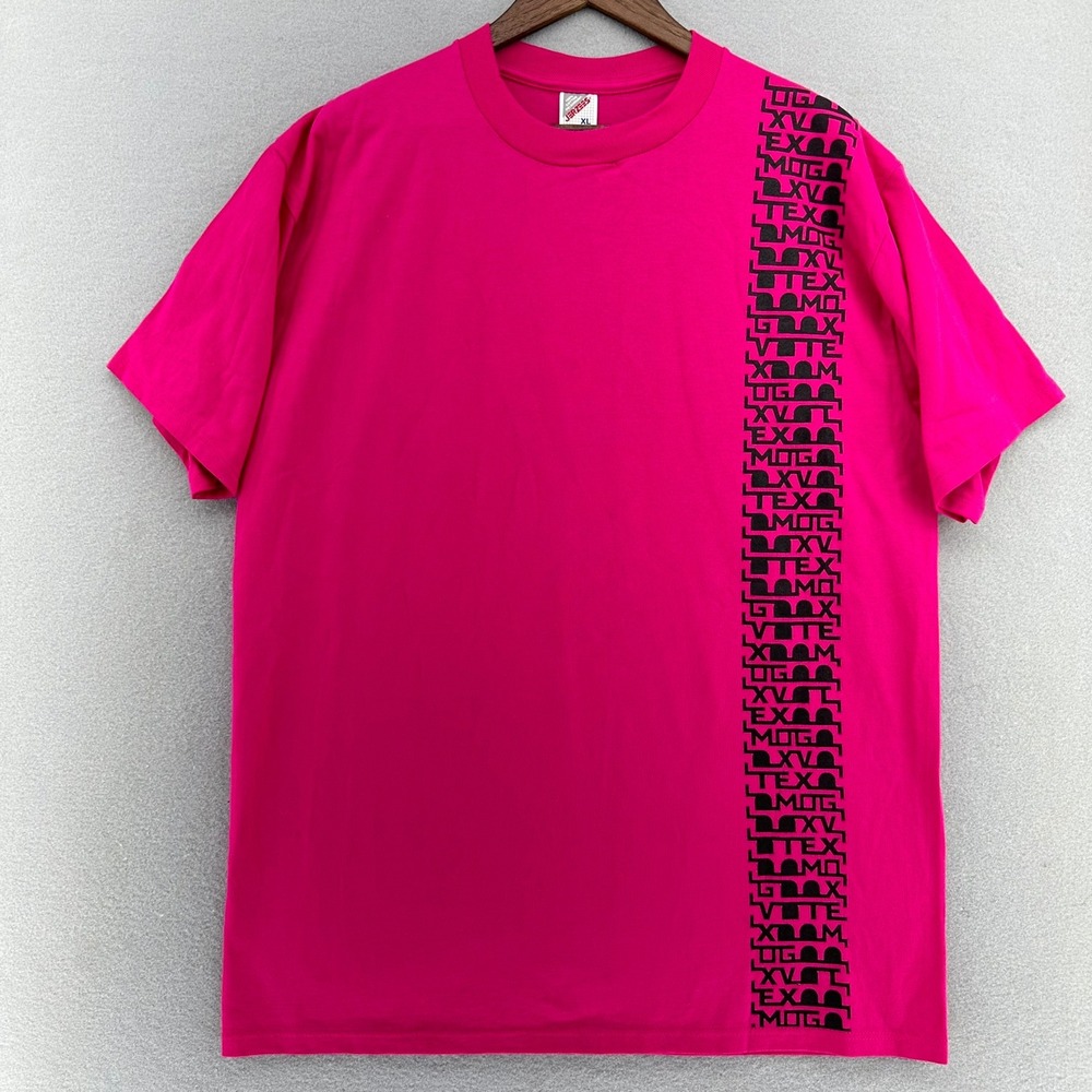 1991 TEX MOG 15 Car Club Texas Made In USA Pink Tshirt Jerzees SZ XL VTG 90s